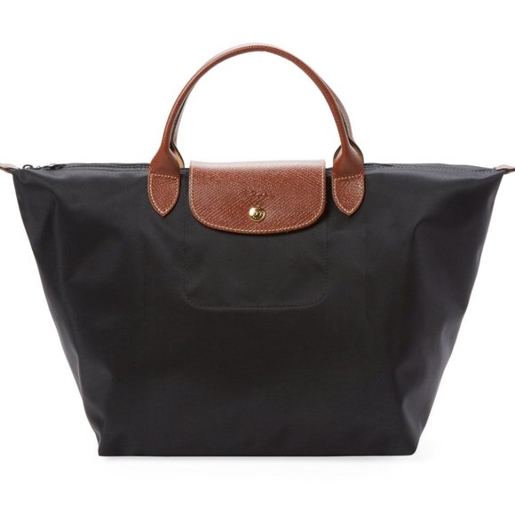❤️ NWT LONGCHAMP Le Pliage Type M Medium Short Handle Tote BLACK AUTHENTIC - Picture 1 of 10